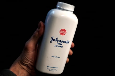 Johnson and Johnson baby powder bottle, linked to talc cancer lawsuits settled for $5.5 billion