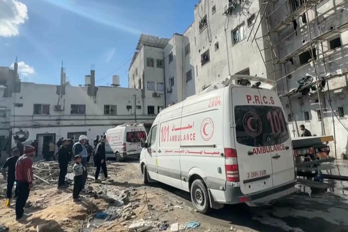 Kamal Adwan Hospital in Beit Lahiya, northern Gaza, after Israeli bombardment