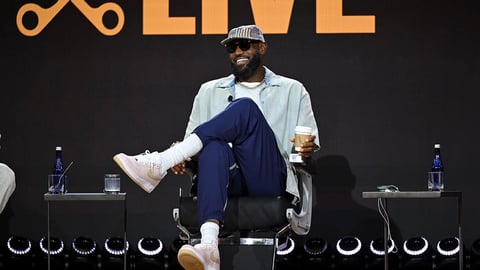 LeBron James speaking at Fanatics Fest 2026 at Jacob K. Javits Center in New York