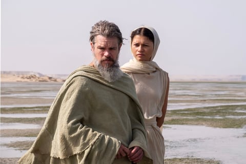 Matt Damon as Odysseus and Zendaya in The Odyssey 2026 film by Christopher Nolan