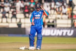 Vaibhav Sooryavanshi celebrates scoring the youngest T20I fifty in cricket history against Zimbabwe at Harare Sports Club