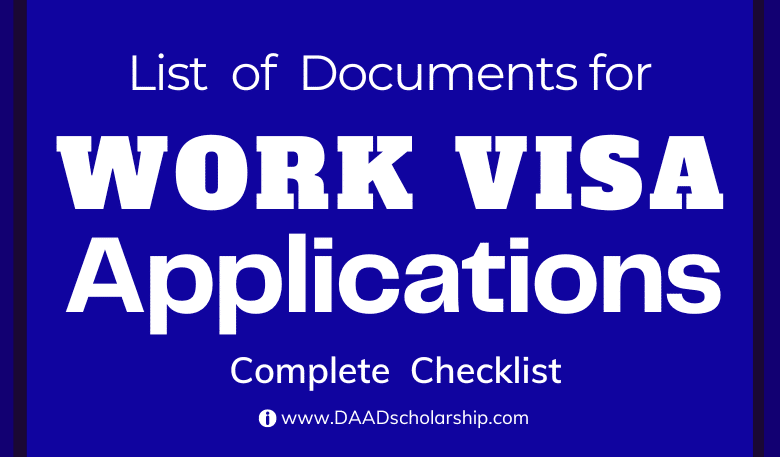 Documents Checklist for Work VISA Application Submission