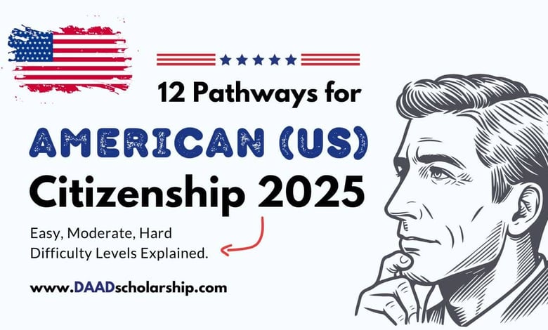 12 Pathways to Become US Citizen in 2025 - Difficulty Level Easy, Moderate, Hard