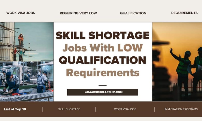 Work VISA Skill Shortage Jobs with Low Qualification Requirements in 2024