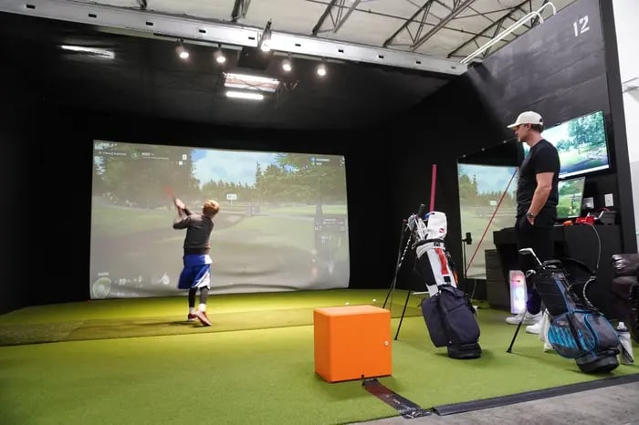 Junior golfer in his follow through
