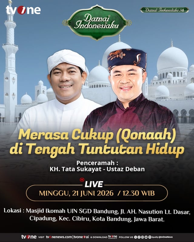 Saksikan Live Damai Indonesiaku | Merasa Cukup (Qonaah)di Tengah Tuntutan Hidup | tvOne