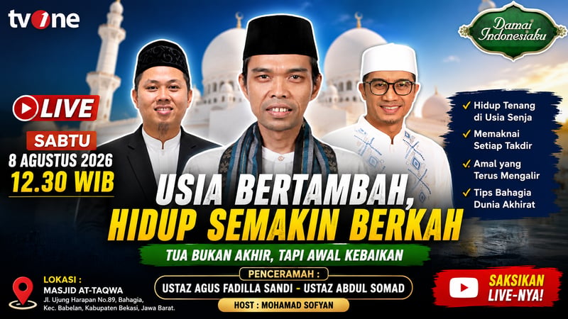 LIVE ‼️ Sabtu 8 Agust 2026 Pukul 12.30 WiB • USTADZ ABDUL SOMAD - Ustadz Sandi • At taqwa Bekasi