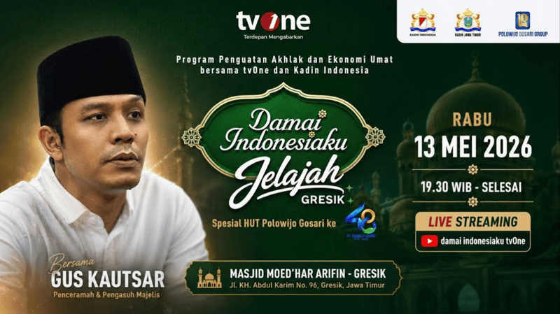 LIVE ‼️ RABU 13 Mei 2026 pukul 19.45 WIB, MASJID MOED'HAR ARIFIN GRESIK, bersama GUS KAUTSAR