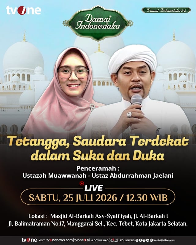 Saksikan Live Damai Indonesiaku | Tetanga, Saudara Terdekat dalam Suka dan Duka | tvOne
