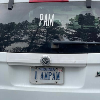 License plate: IAMPAM,  State: VA