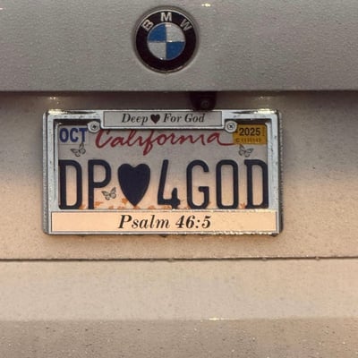 License plate: DP4GOD, State: CA