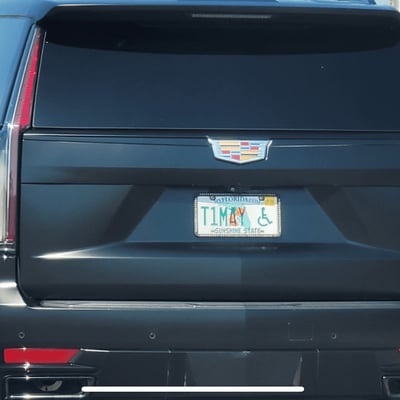 License plate: T1MAY,  State: FL