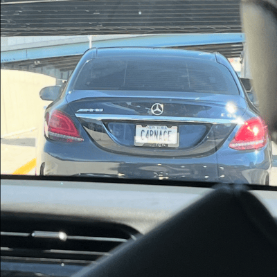 License plate: C4RNAGE,  State: NY