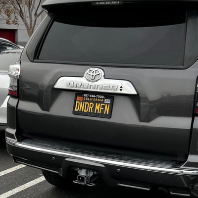 License plate: DNDRMFN, State: CA