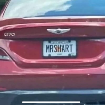 License plate: MRSHART,  State: GA