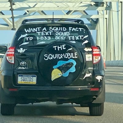 License plate: SQUIDS,  State: PA