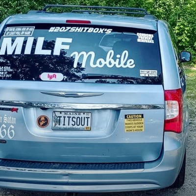 License plate: TITSOUT,  State: ME