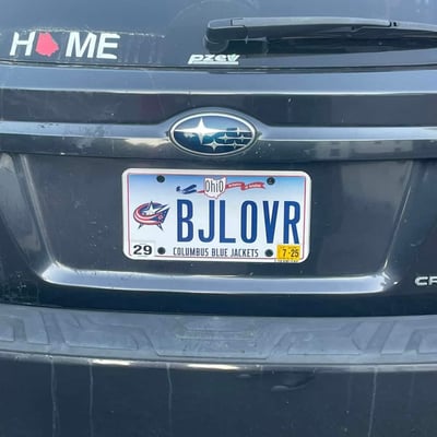 License plate: BJLOVR,  State: OH