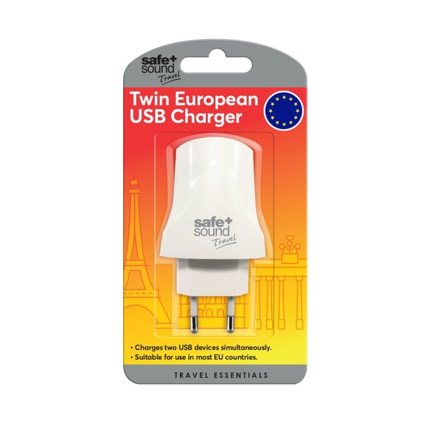 Safe & Sound Travel Twin EU USB Charger from Harrisons Direct