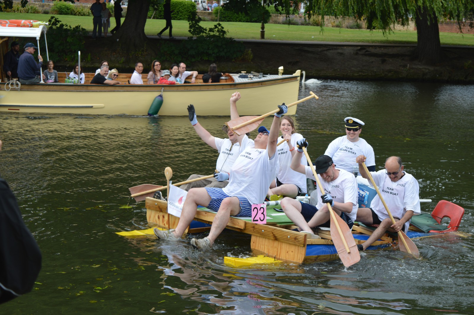 Featured image for Victorious Usain Boat In Charity Raft Race
