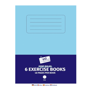 Just Stationery 6 x 48 Pages Exercise Books Feint Ruled from Harrisons Direct