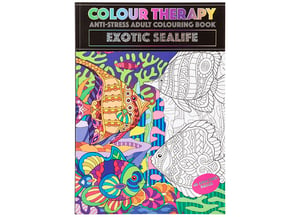 A4 Colour Therapy Colouring Book 48 Pages Sealife Theme from Harrisons Direct