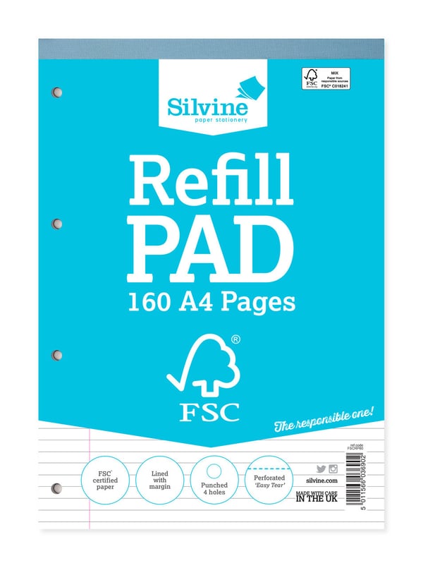 Silvine FSC A4 Refill Pad from Harrisons Direct