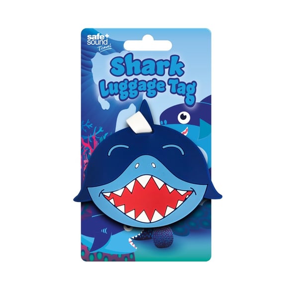 Safe & Sound Travel Shark Rubber Luggage Tag from Harrisons Direct