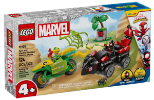 LEGO Spidey 11198 Spin and Electro Dinosaur Vehicle Chase set from Harrisons Direct