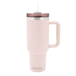 Milestone Tumbler Pink with Straw & Lid 1183ml from Harrisons Direct