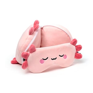 Relaxeazzz Adoramals Maddie The Axolotl Travel Pillow & Eye Mask from Harrisons Direct