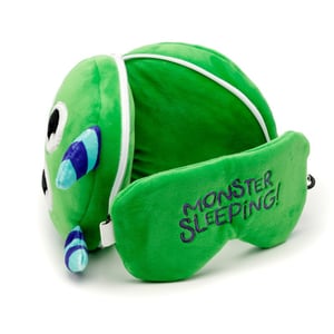 Relaxeazzz Green Monstarz Monster Plush Travel Pillow Eye Mask from Harrisons Direct