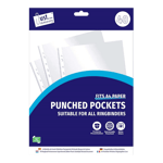 Just Stationery Clear Plastic Punched Pockets 40's from Harrisons Direct