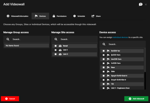 Select devices for SEiNG videowall for live CCTV sharing 