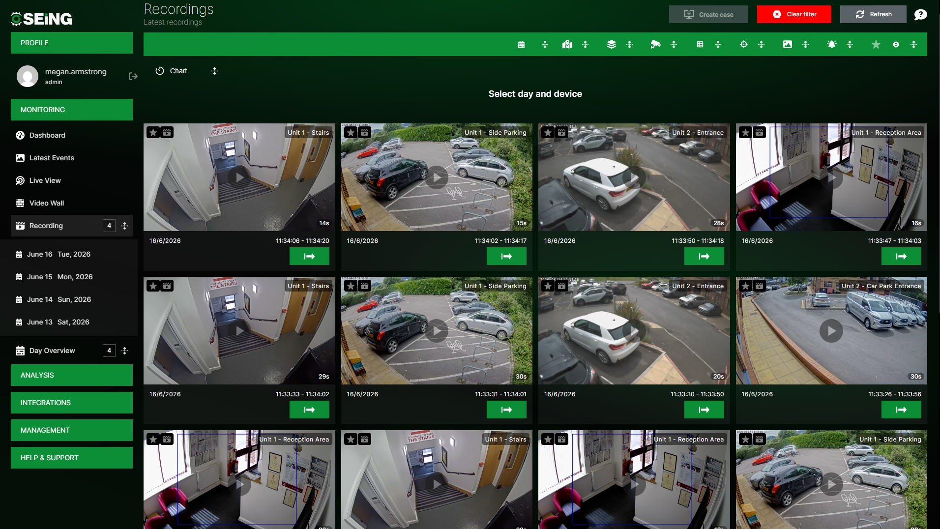 View latest CCTV recordings SEiNG cloud CCTV
