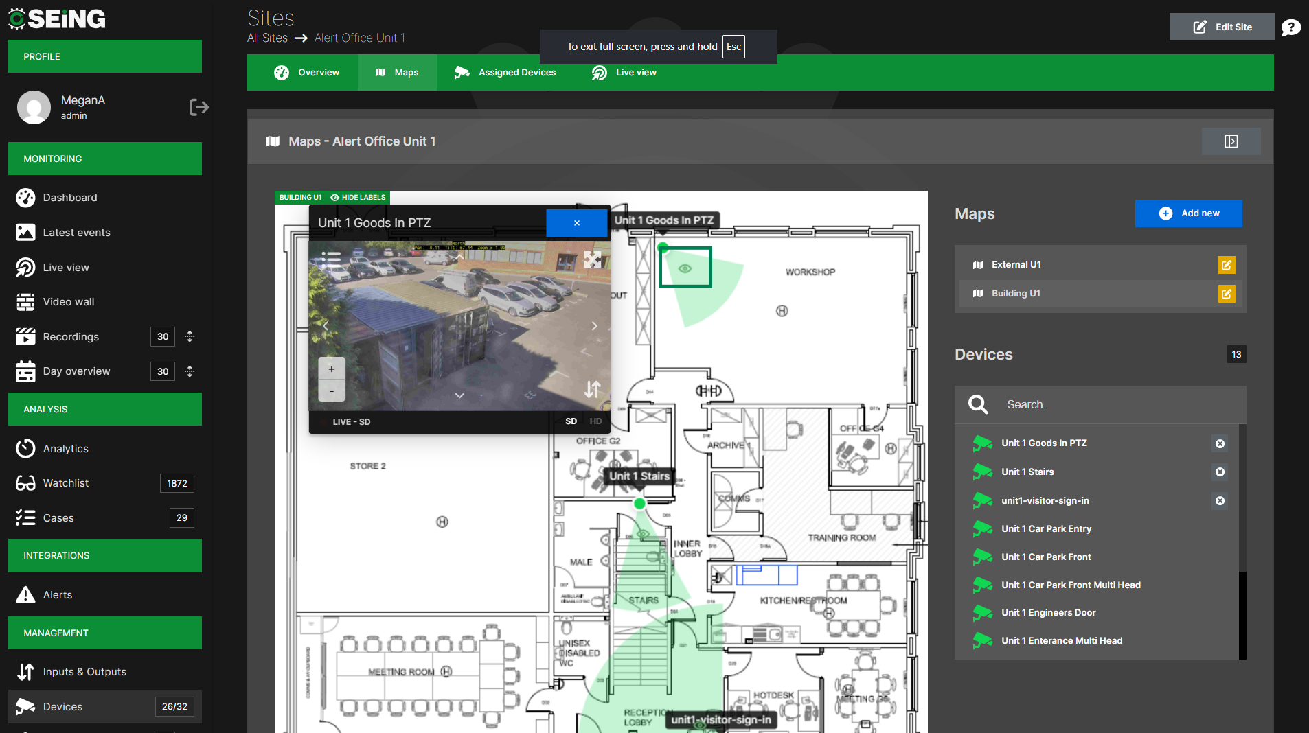 View live footage SEiNG map