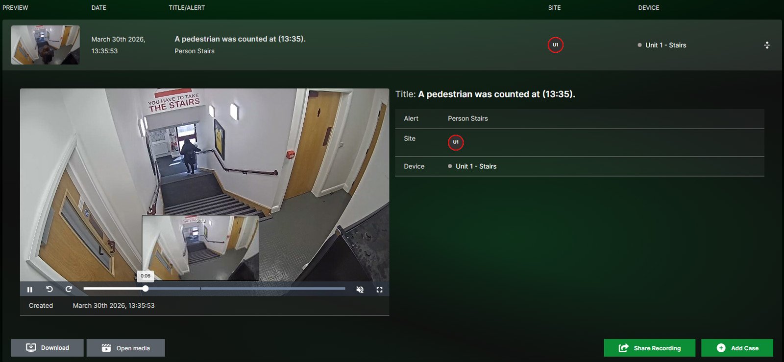 A person was counted