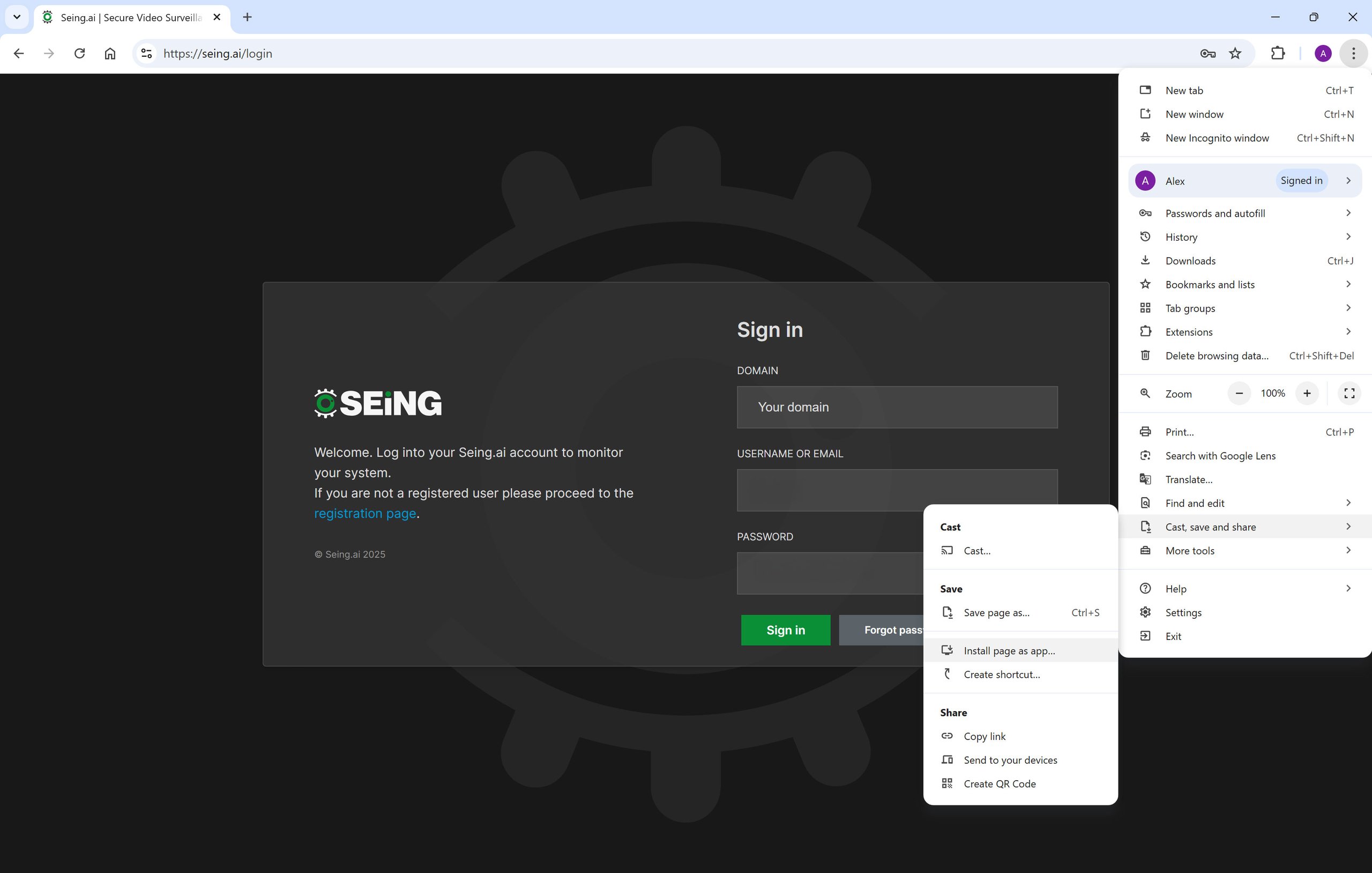 Install page as an app on Windows with Google Chrome