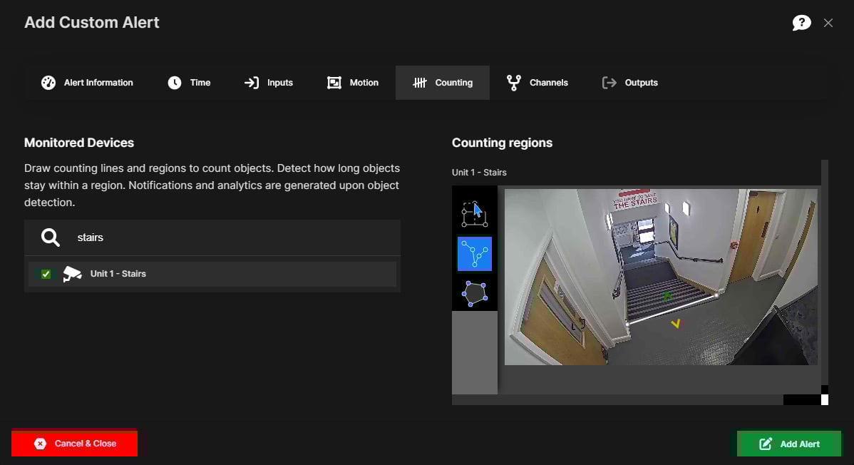 Custom alert counting