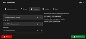 Set permissions for your videowall SEiNG