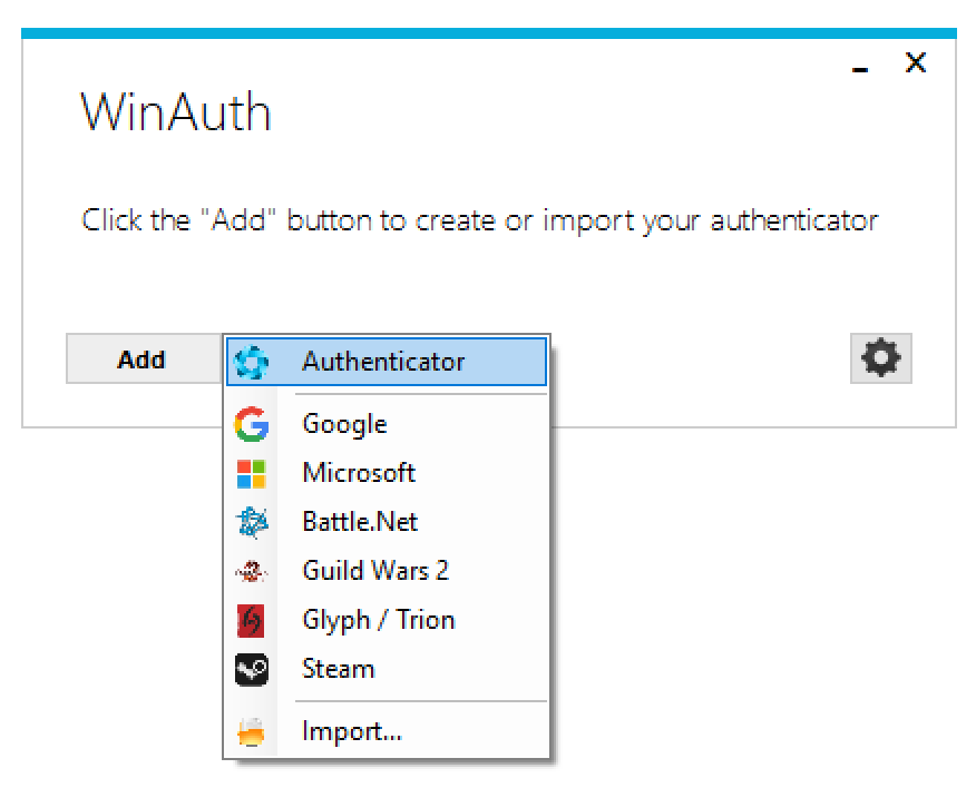WinAuth Add Authentication
