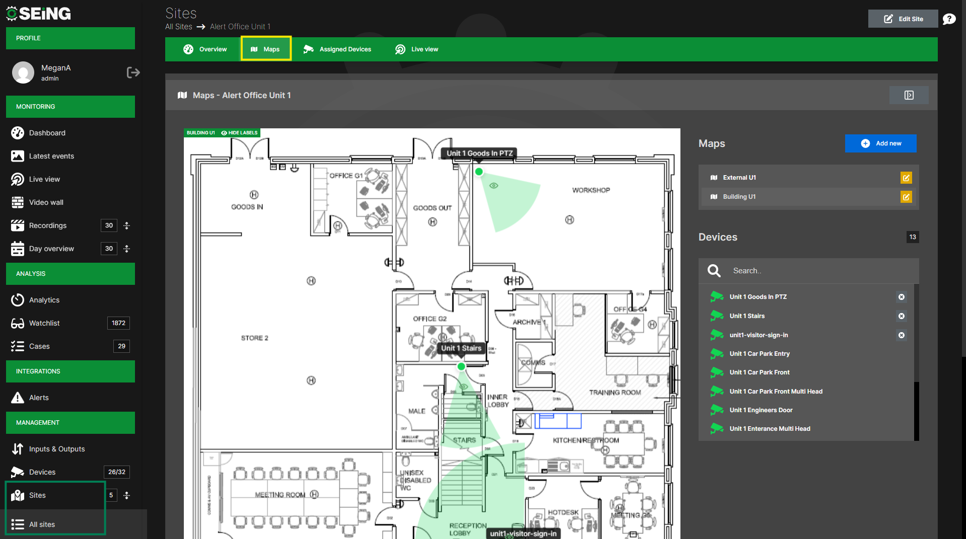 SEiNG map menu