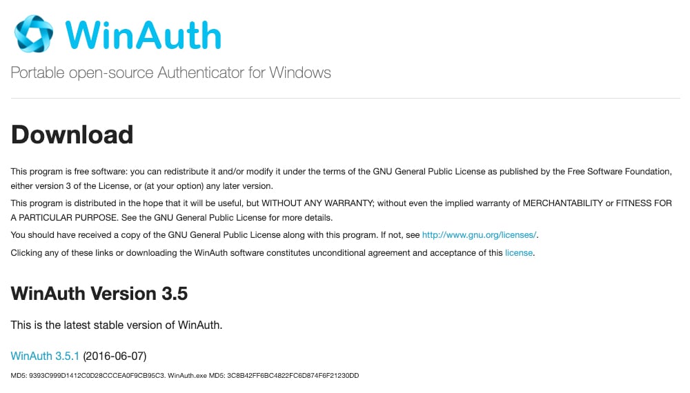 Portable open-source Authenticator for Windows