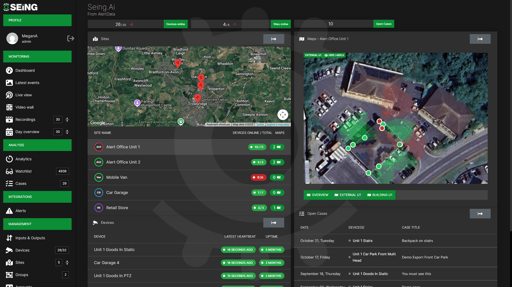 SEiNG managed VSaaS dashboard