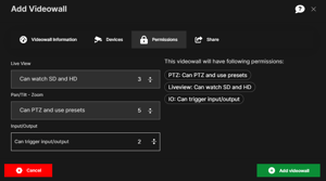 Video wall permissions