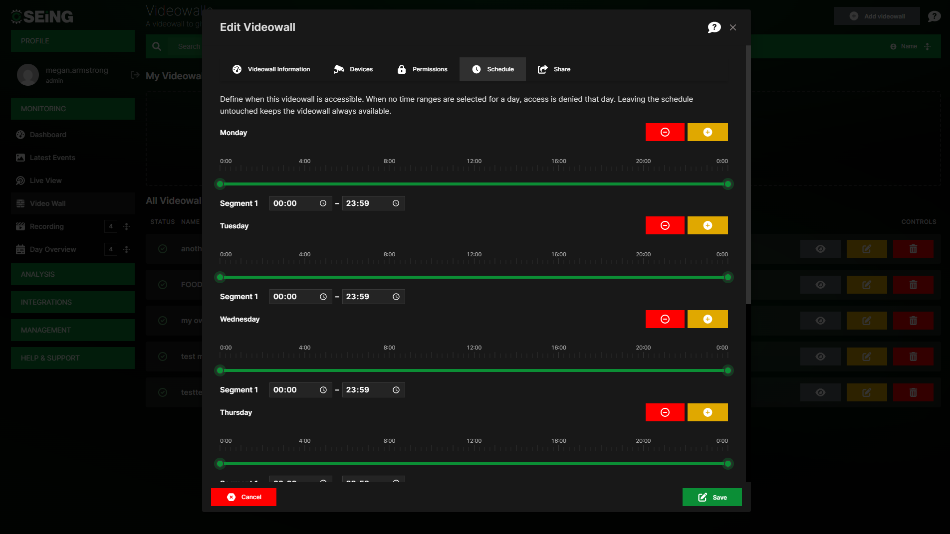 Schedule video wall