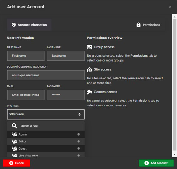 Add user account