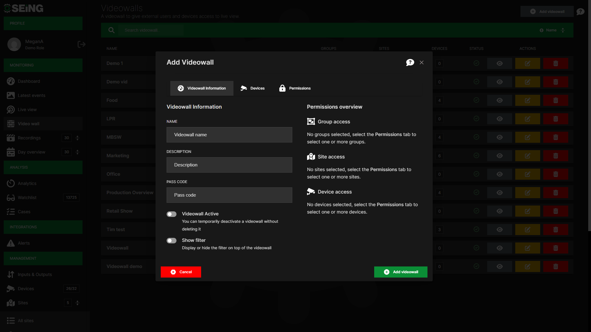 SEiNG videowall set up