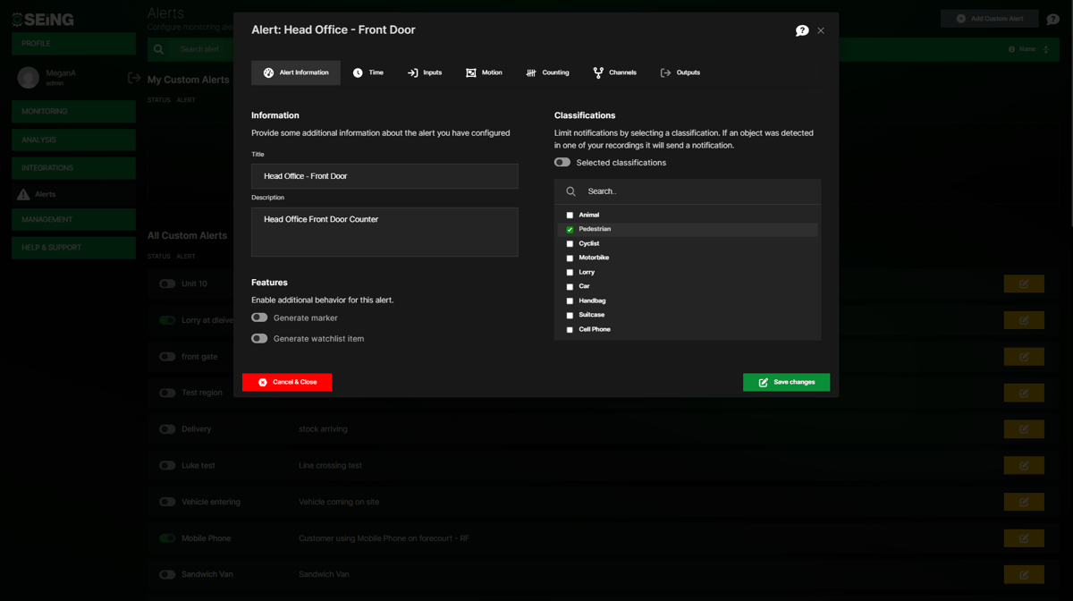 Instant custom alerts CCTV