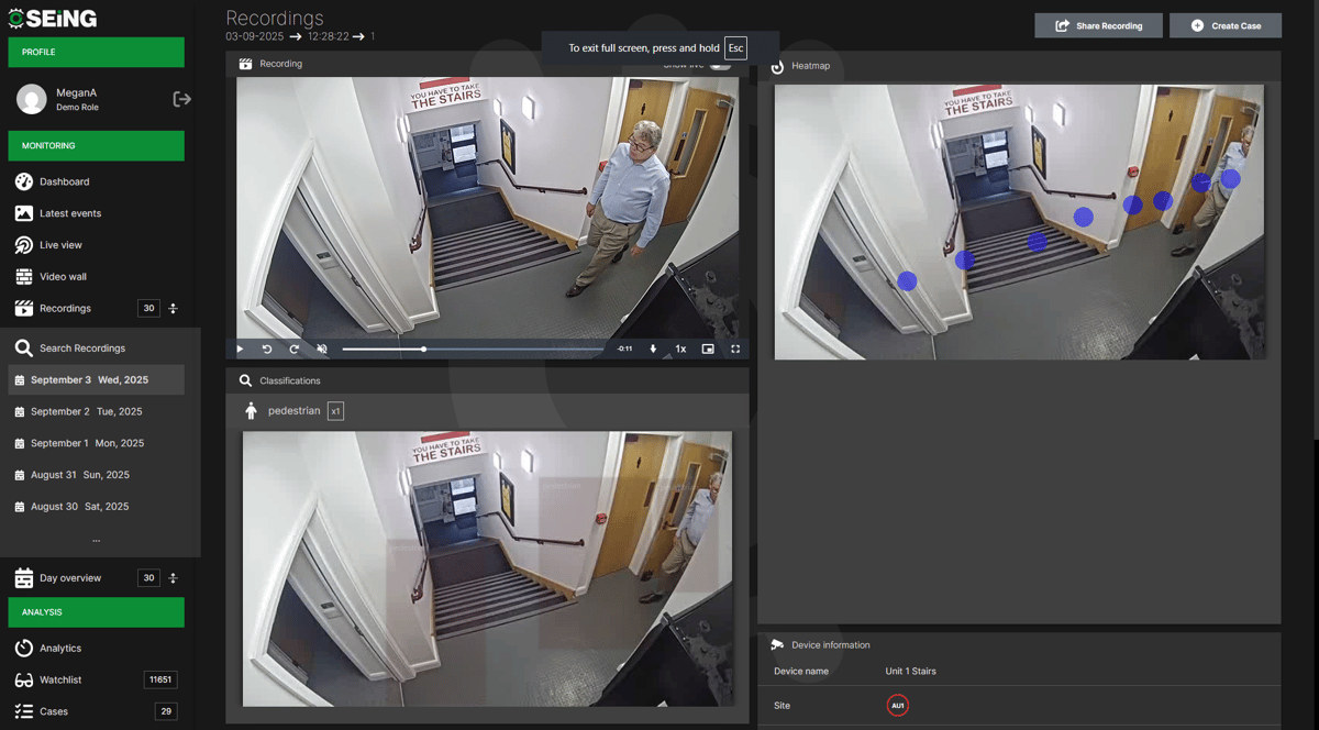 SEiNG records faces and could be configured for facial recognition